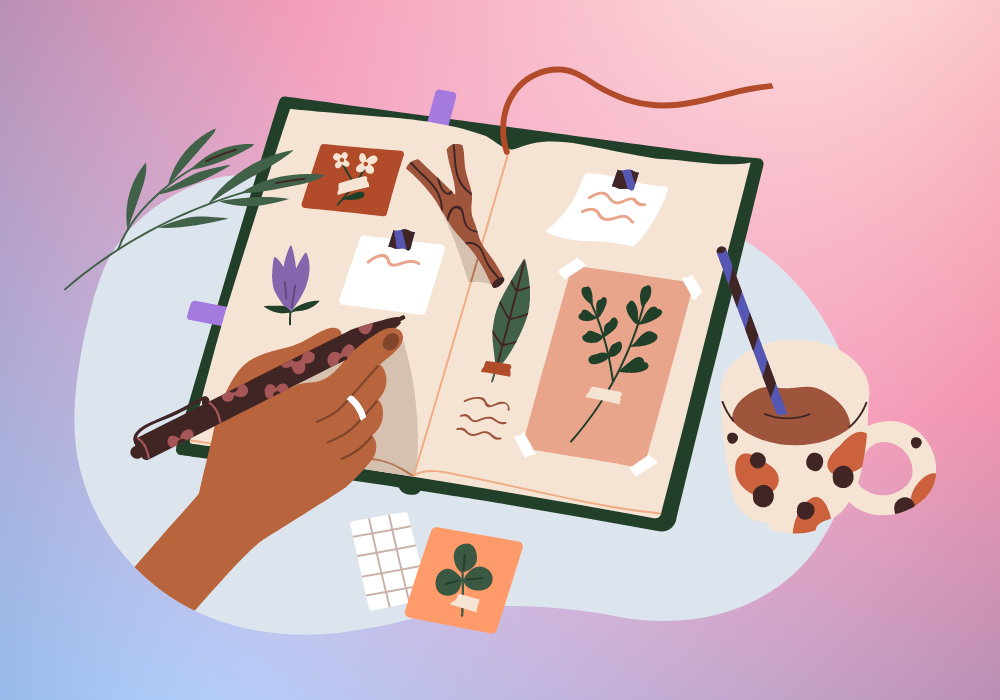 illustration of someone journaling