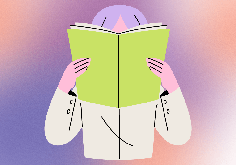 illustration of a person reading a book